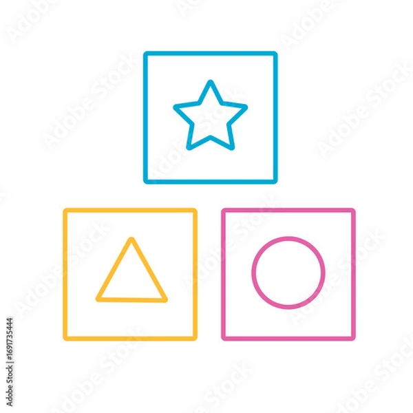 Fototapeta ilustración de formas cuadradas con figuras de colores 