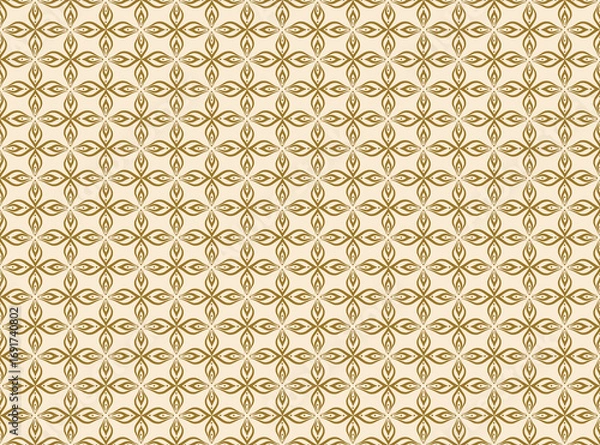 Obraz Golden floral batik pattern on a white background