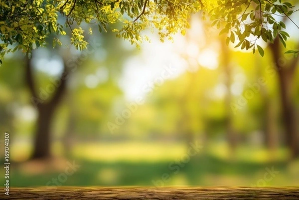 Obraz Blurred park scene with sunlight