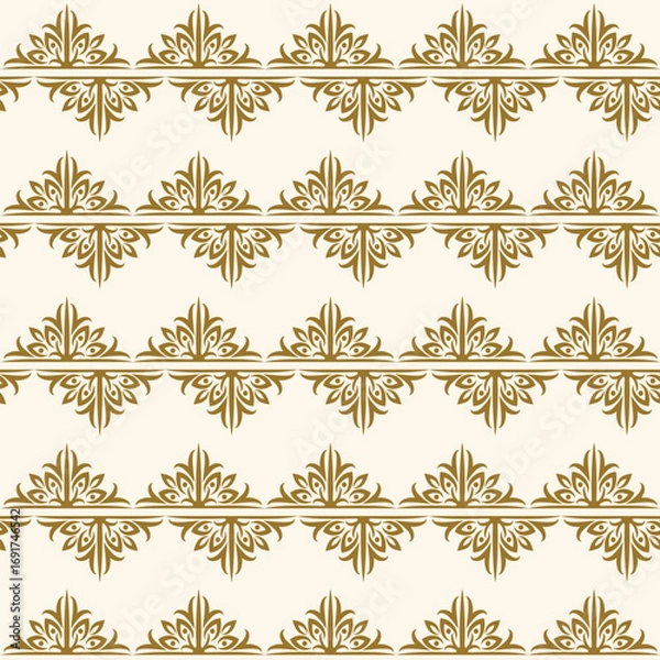 Obraz Golden floral batik pattern on a white background