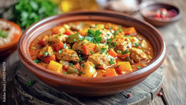Fototapeta Close-up Moroccan Tagine Stew Texture