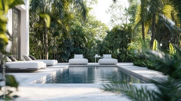 Obraz Modern tropical pool garden