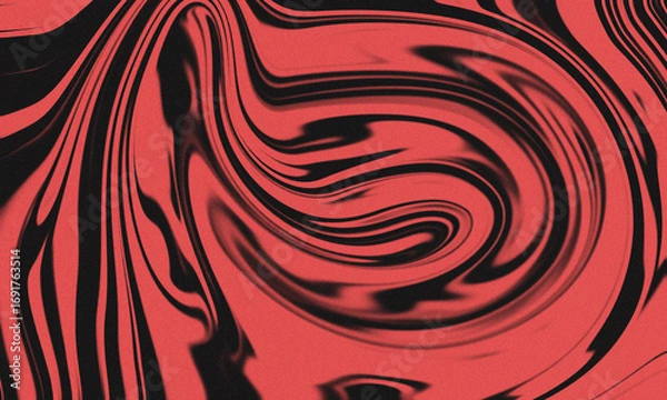 Fototapeta Vibrant swirling abstract background with red and black organic fluid motion pattern