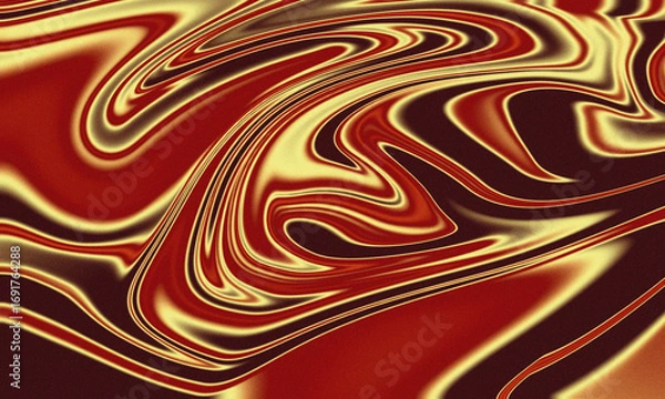 Fototapeta Abstract swirling marbling effect with rich red and gold tones mesmerizing texture