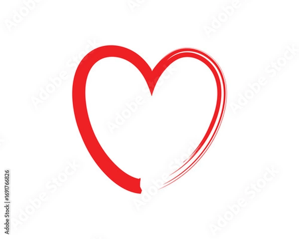 Fototapeta Red and black heart icon painted with a rough brush stroke. Hand-drawn grunge love symbol. Vector design element for concepts of passion, pain, duality, and heartbreak.