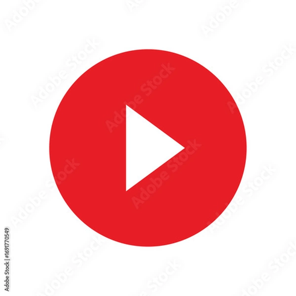 Fototapeta Red background video player icon with play button symbol
