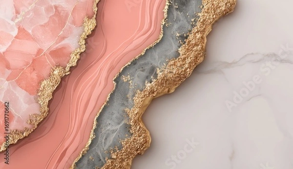 Fototapeta Abstract Agate Stone with Gold Accent