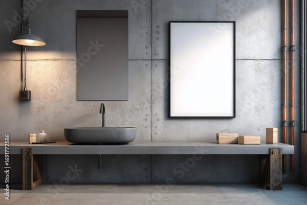 Obraz Clean Bathroom Interior Mockup – Poster or Frame Ready