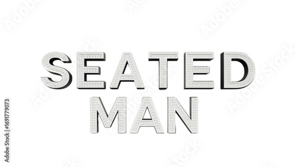 Fototapeta Seated man metallic letters with raised dots isolated on the transparent background, modern typography design trend
