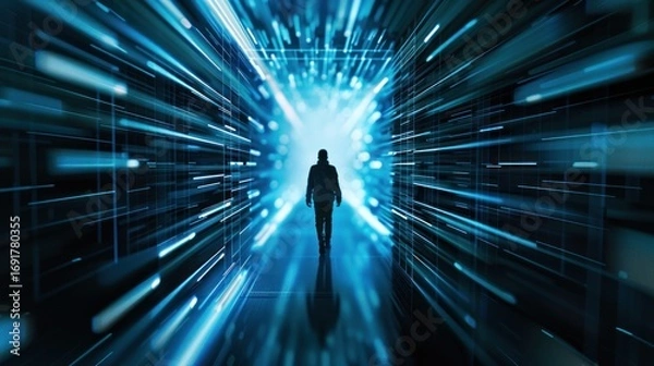 Obraz Abstract digital tunnel passageway