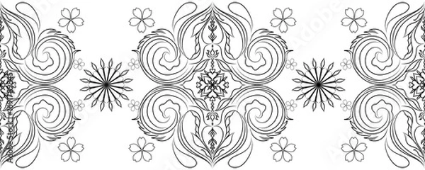 Fototapeta Seamless vector floral pattern with elegant curves and vintage decorative swirls