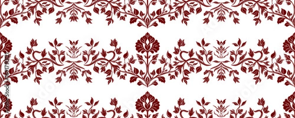Fototapeta Retro and vintage seamless floral patterns and damask style decoration