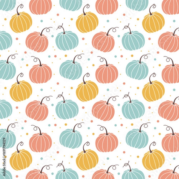 Obraz Halloween pumpkin seamless pattern vector art icon illustration