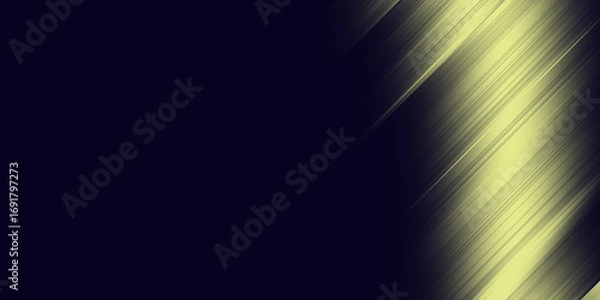 Fototapeta Golden glowing diagonal streaks on dark background with luminous abstract gradient, futuristic sleek wallpaper design