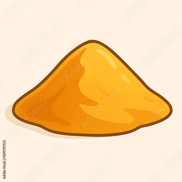 Obraz Cartoon Pile of Golden Sand with Brown Outline on Light Background yellow isolated on a transparent background