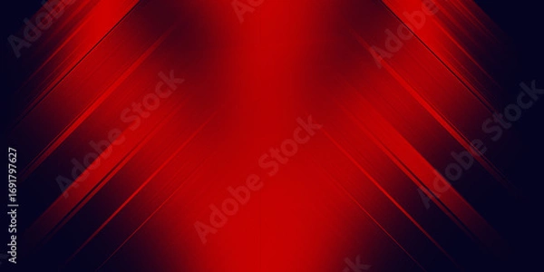 Fototapeta Abstract red gradient diagonal light streaks on blue dark background with glowing texture, futuristic digital design