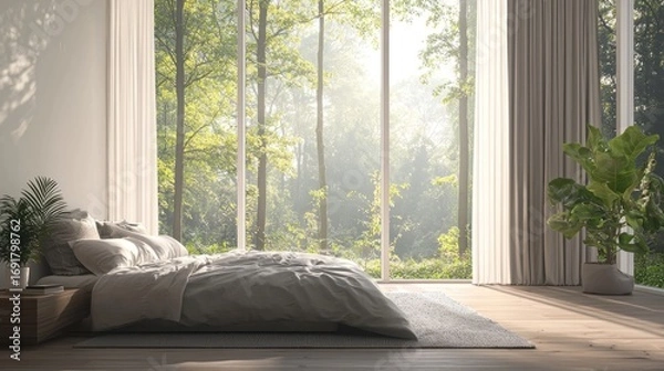 Obraz Modern forest view bedroom