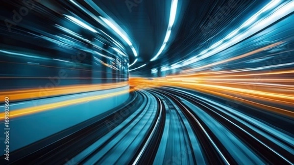 Obraz Fast train tunnel motion