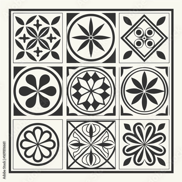 Fototapeta set of vector geometric shapes with flower