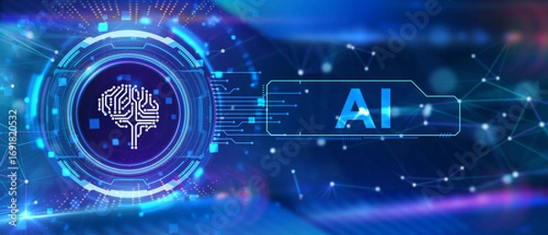 Obraz AI Learning and Artificial Intelligence Concept. Business, modern technology, internet and networking concept. 3d illustration