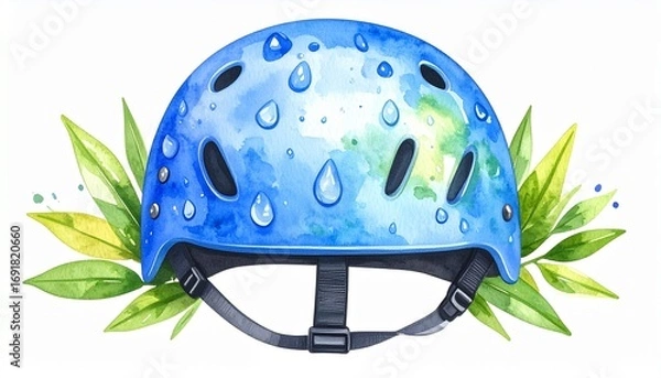Fototapeta A Simple Canoe Helmet with Water Drops