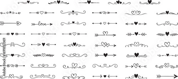 Fototapeta Decorative Divider Vector – Swirl, Line, Flourish, Vintage, Frame, Border, Ornament, Elegant, Black, Outline, Minimal, Flat, Art, Design, Illustration, Creative, Abstract, Collection, Icon