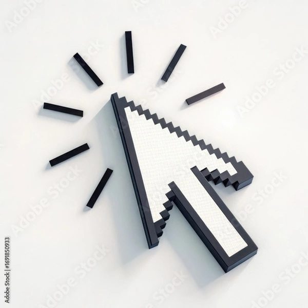 Fototapeta Computer mouse cursor clicking with animated light rays