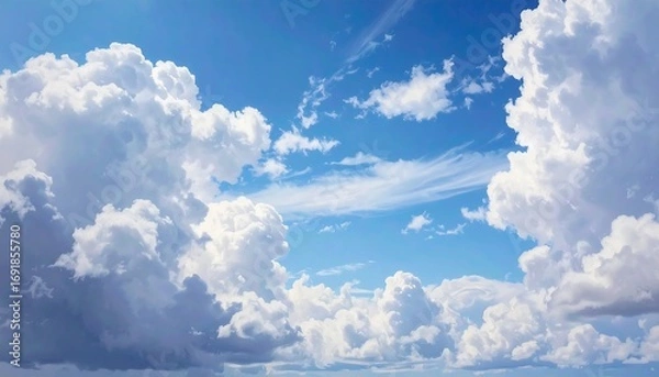 Fototapeta Vast sky filled with fluffy clouds