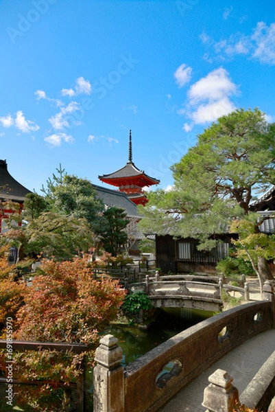 Fototapeta view of the tower of Japanese temple in kyoto-Japan