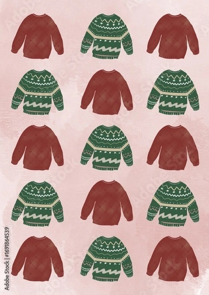 Fototapeta a pattern of Christmas sweaters