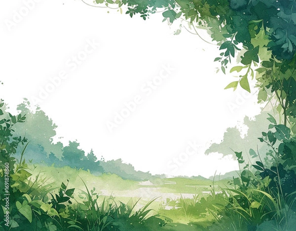 Fototapeta 植物や葉っぱのフレーム 背景透過 02