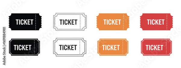 Fototapeta Ticket icon set vector. Movie, shopping ticket symbol. vector illustration.