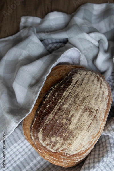 Fototapeta Rustic Loaf of Artisan Bread, Sour Dough