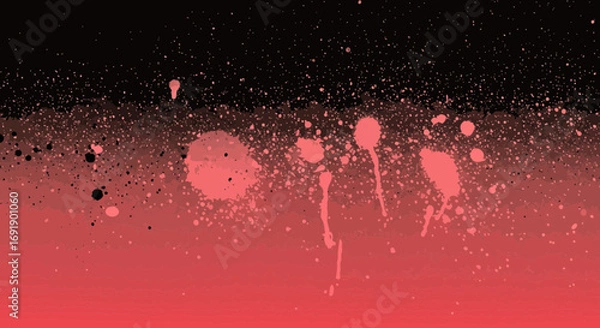 Fototapeta Abstract ink splatter design with red gradient background, ideal for backgrounds