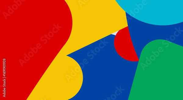 Fototapeta Abstract geometric background with overlapping shapes in primary colors