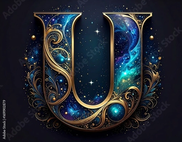 Obraz Ornate Cosmic Letter U