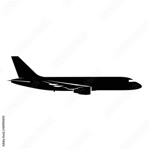 Fototapeta Vector art of commercial airplane silhouette