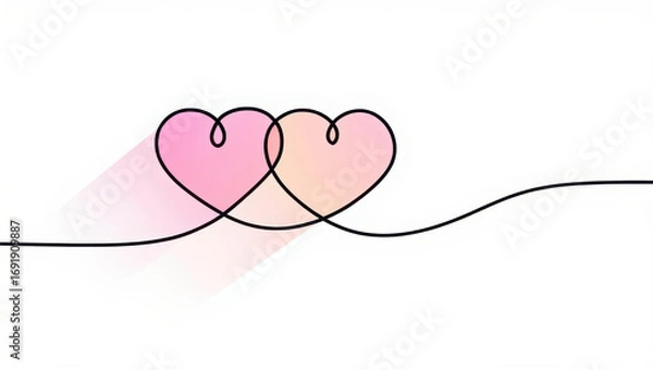 Obraz A charming pink vector heart adorned with a ribbon, a romantic symbol of love and a perfect design for a wedding or Valentine's Day greeting card