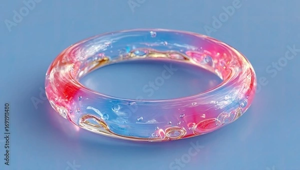 Fototapeta Fluid, translucent ring,  pink & blue