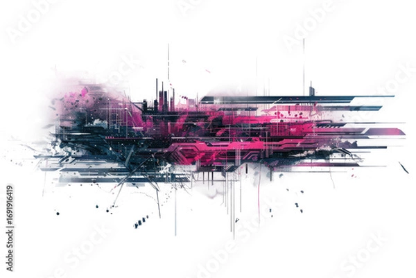 Fototapeta Abstract colorful paint splash artwork isolated on transparent background.