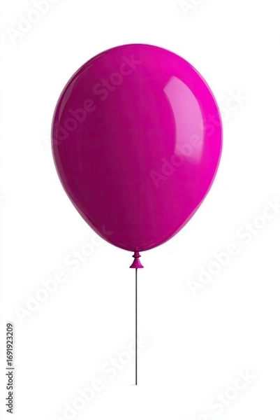 Obraz Single magenta balloon on white background