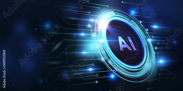 Obraz AI Learning and Artificial Intelligence Concept. Business, modern technology, internet and networking concept. 3d illustration