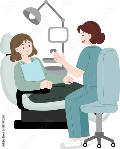Fototapeta dentist explaining to patient