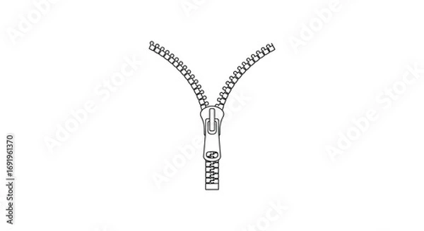 Fototapeta a detailed illustration of an open zipper mechanism