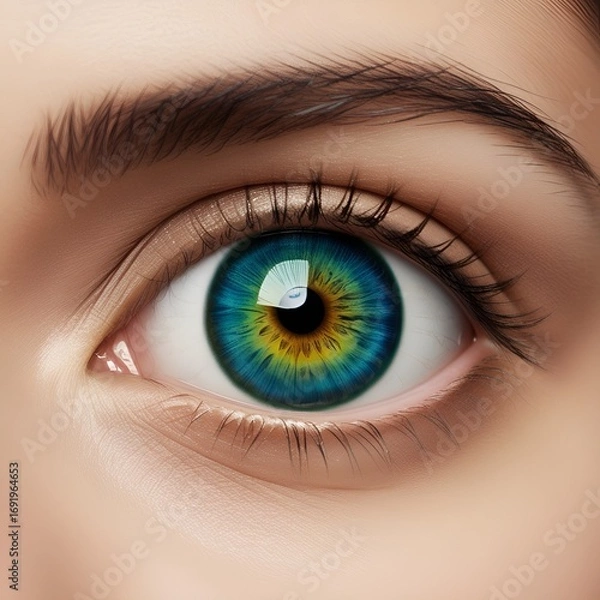 Obraz A beautiful eye with vibrant colors , close up view 