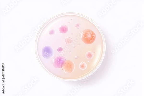 Fototapeta Abstract science concept of colorful petri dish experiment for research and design