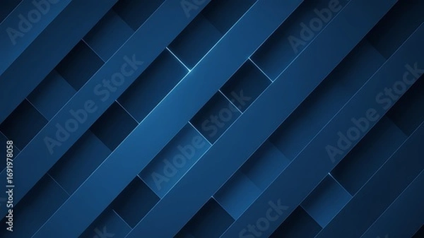 Fototapeta Abstract Blue Geometric Background with Overlapping Rectangles and Subtle Lighting Effects for Modern Design Projects