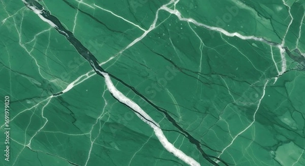 Fototapeta Luxurious Green Marble Texture with White and Dark Veins Polished Stone Surface for Interior Design and Architectural Applications Natural Stone Background