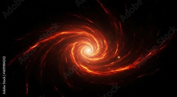 Fototapeta Dramatic Spiral Galaxy with Fiery Orange Light and Twisting Arms for Space Exploration and Cosmic Backgrounds