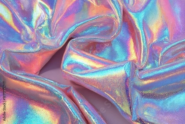Fototapeta Abstract close-up of iridescent fabric draped in soft pastel colors